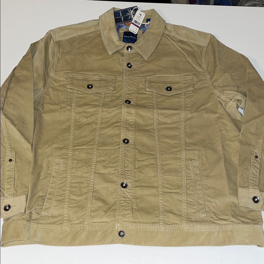 Tommy Bahama Trucker Jacket Men's 2XLB Khaki Corduroy button front 2XL Big  $198